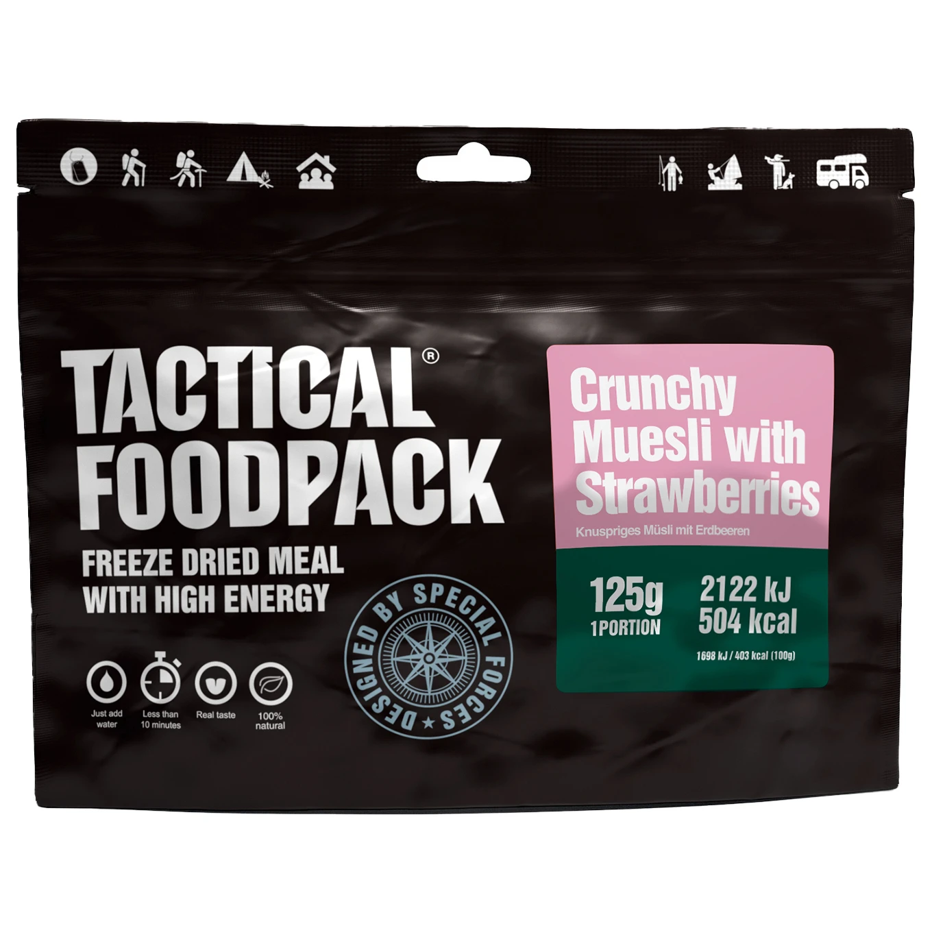 Tactical Foodpack Crunchy Muesli With Strawberries 1 Tactical Foodpack Crunchy Muesli With Strawberries